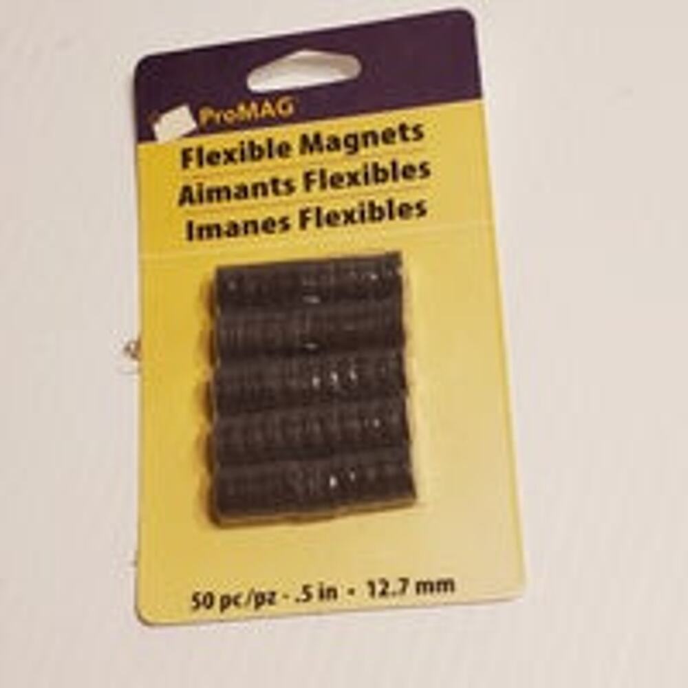 ProMag 0.5" 12.7mm Flexible Round Magnets 50 Pcs. New, sealed UPC 015377100505.